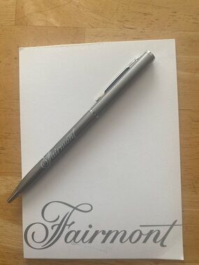 Fairmont Silver Ballpoint Pen and  Notepad from luxury hotel.